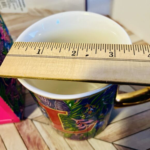 Lilly Pulitzer Initial "L" Ceramic Coffee Mug 14oz Gold Handle New In Box #2229L - Picture 9 of 10